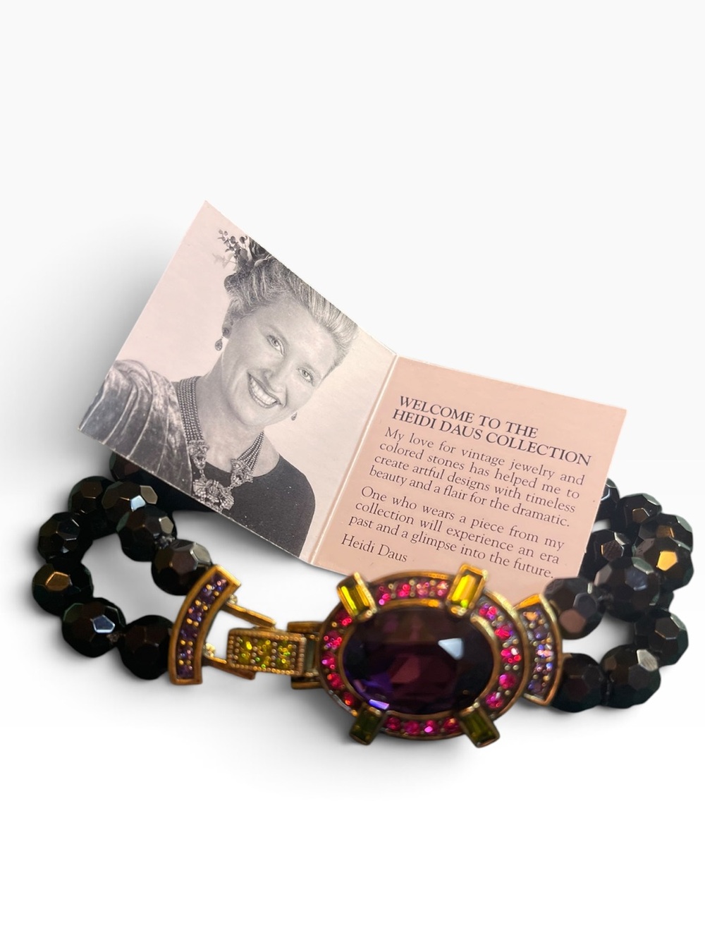 Heidi Daus for HSN Art Deco-Style Rhinestone & Faceted Beaded Bracelet NWT